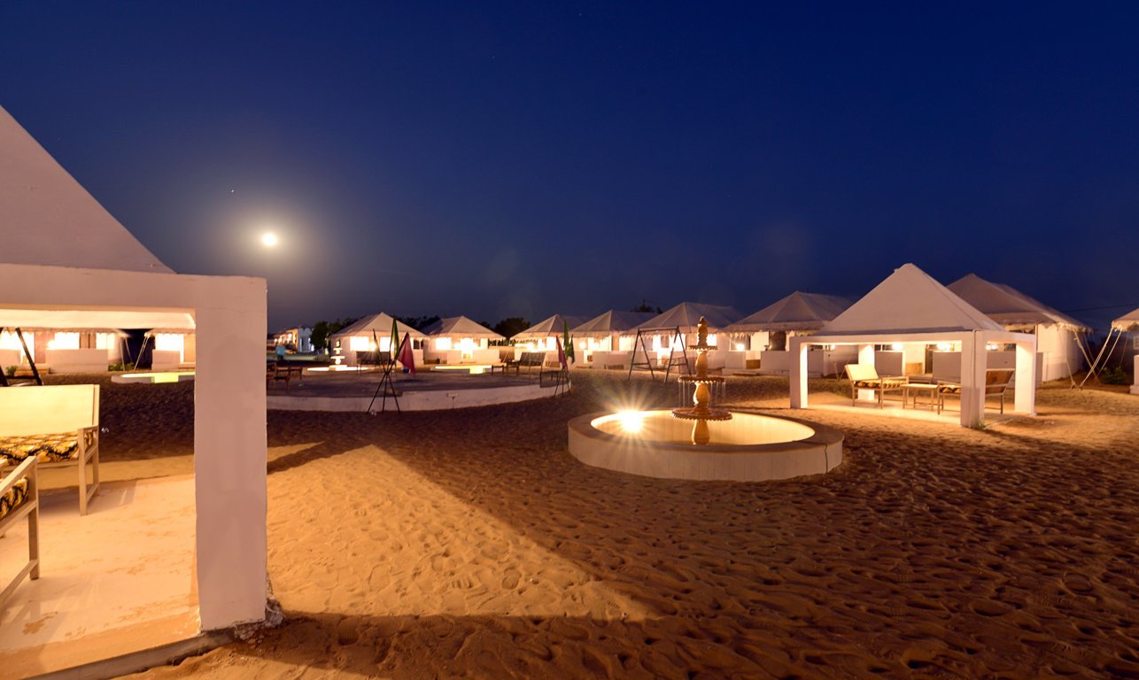 Evening Setup at Sultan Desert Camp Jaisalmer